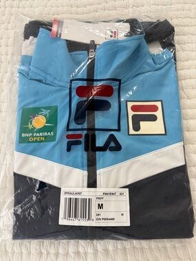 Fila Official BNP Paribas Open Tennis Warm-Up Jacket , Men's Med, NWT